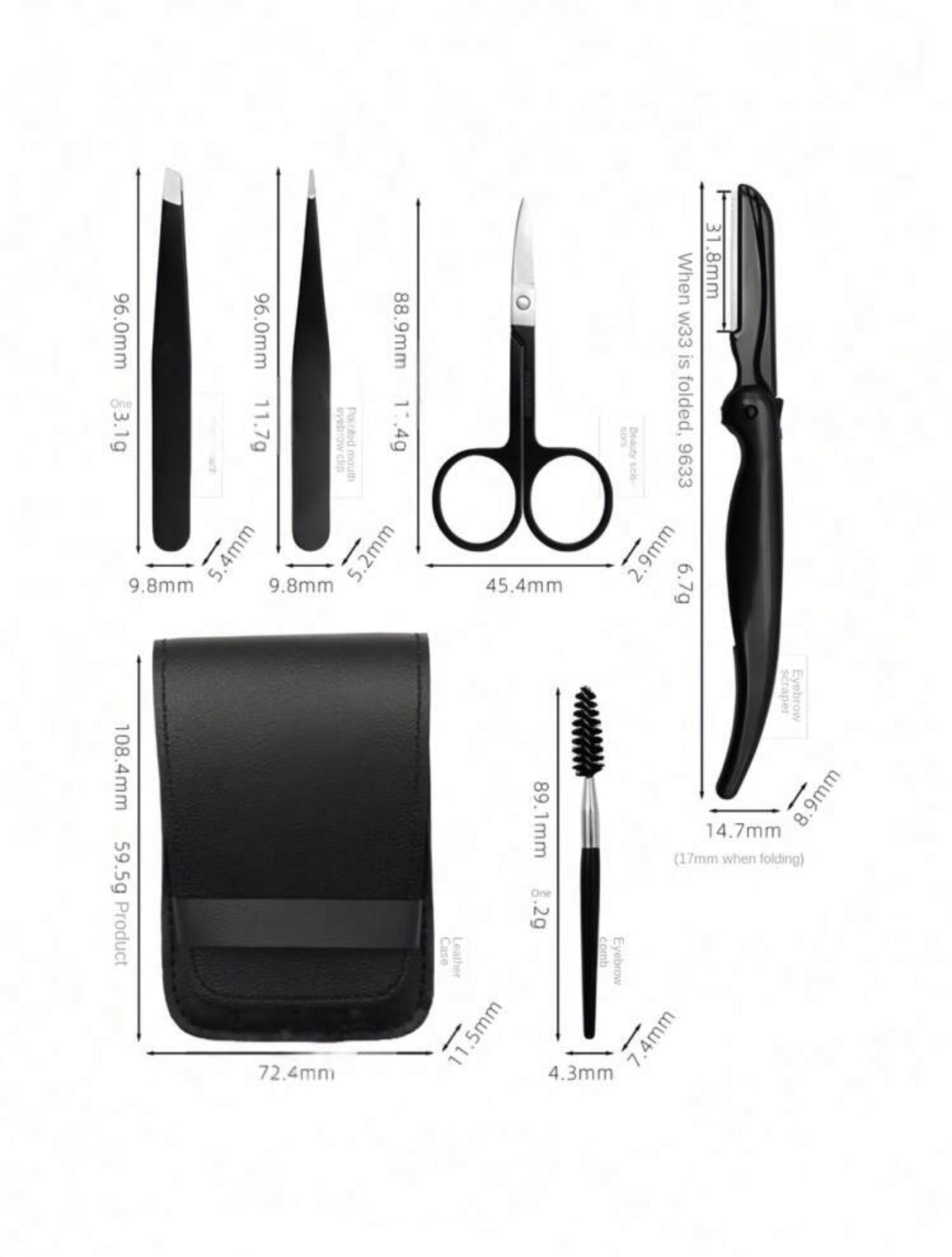 5pcs Personal Eyebrow Grooming Tool Kit